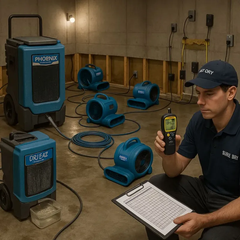 Structural Drying and Dehumidification process in Sedan, KS
